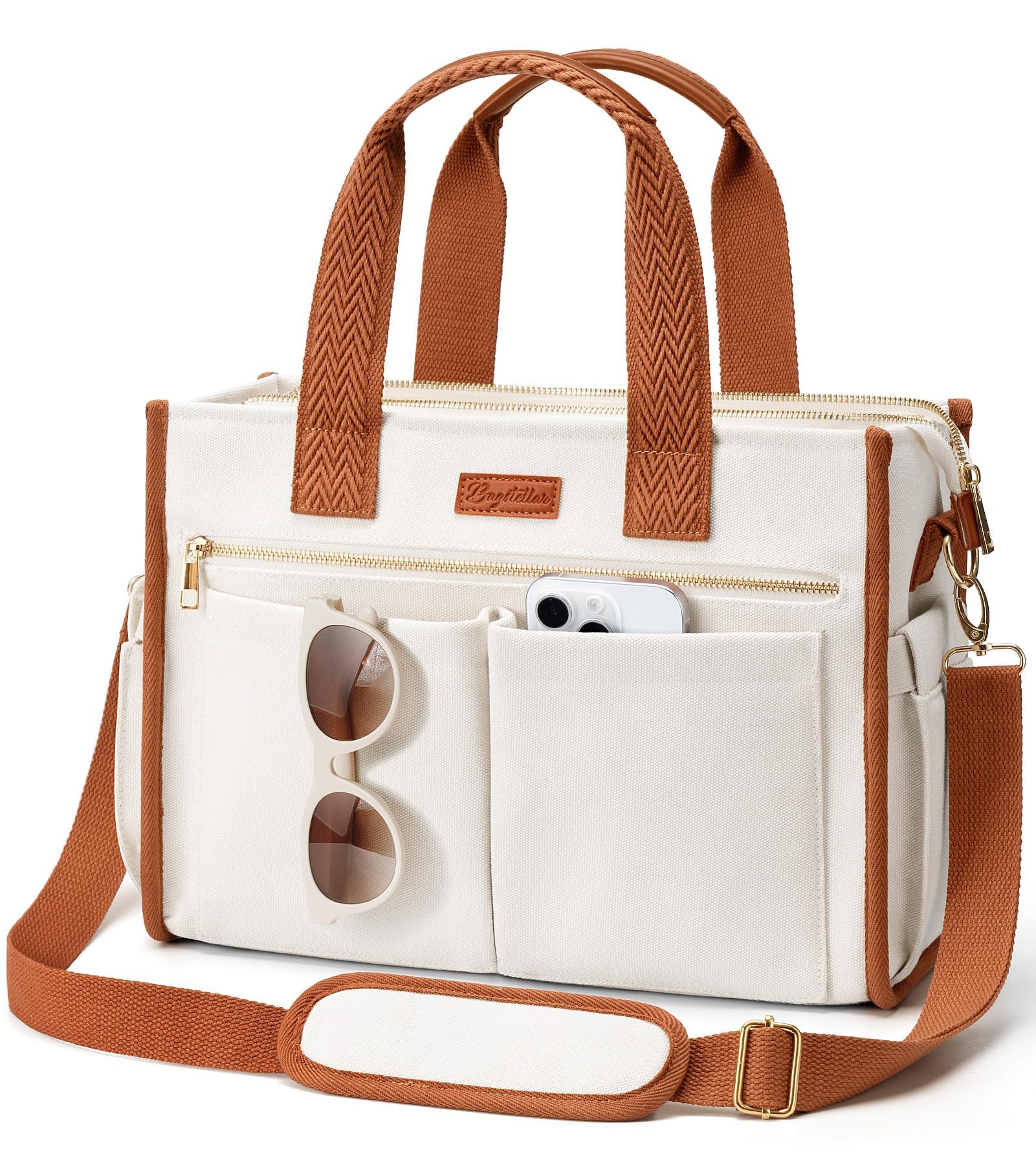 Canvas Work Tote Bag with 15 Pockets