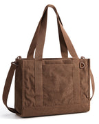 Corduroy Work Tote Bag with Tumbler Holder