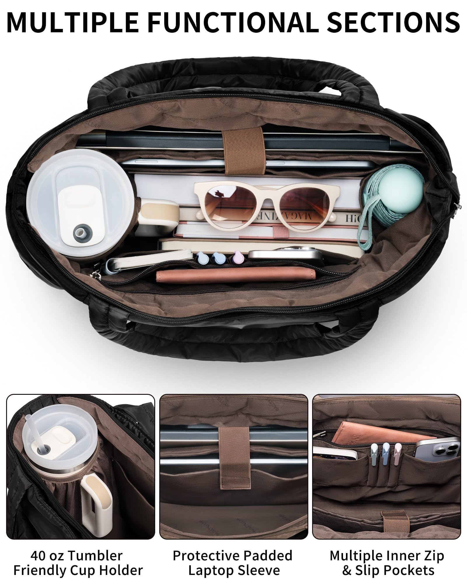 Lightweight Quilted Puffer Tote Bag