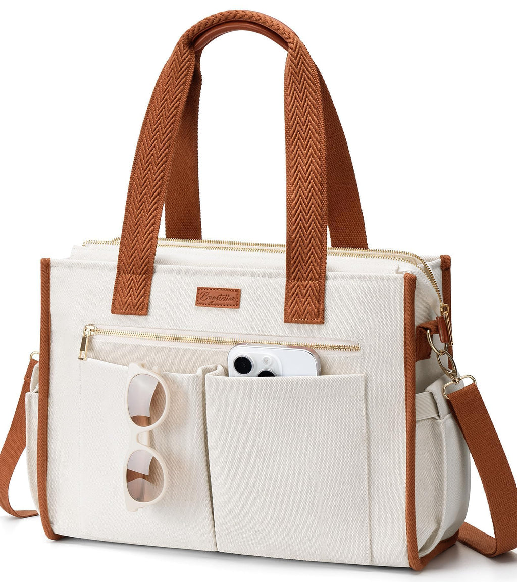 Canvas Work Tote Bag with 15 Pockets