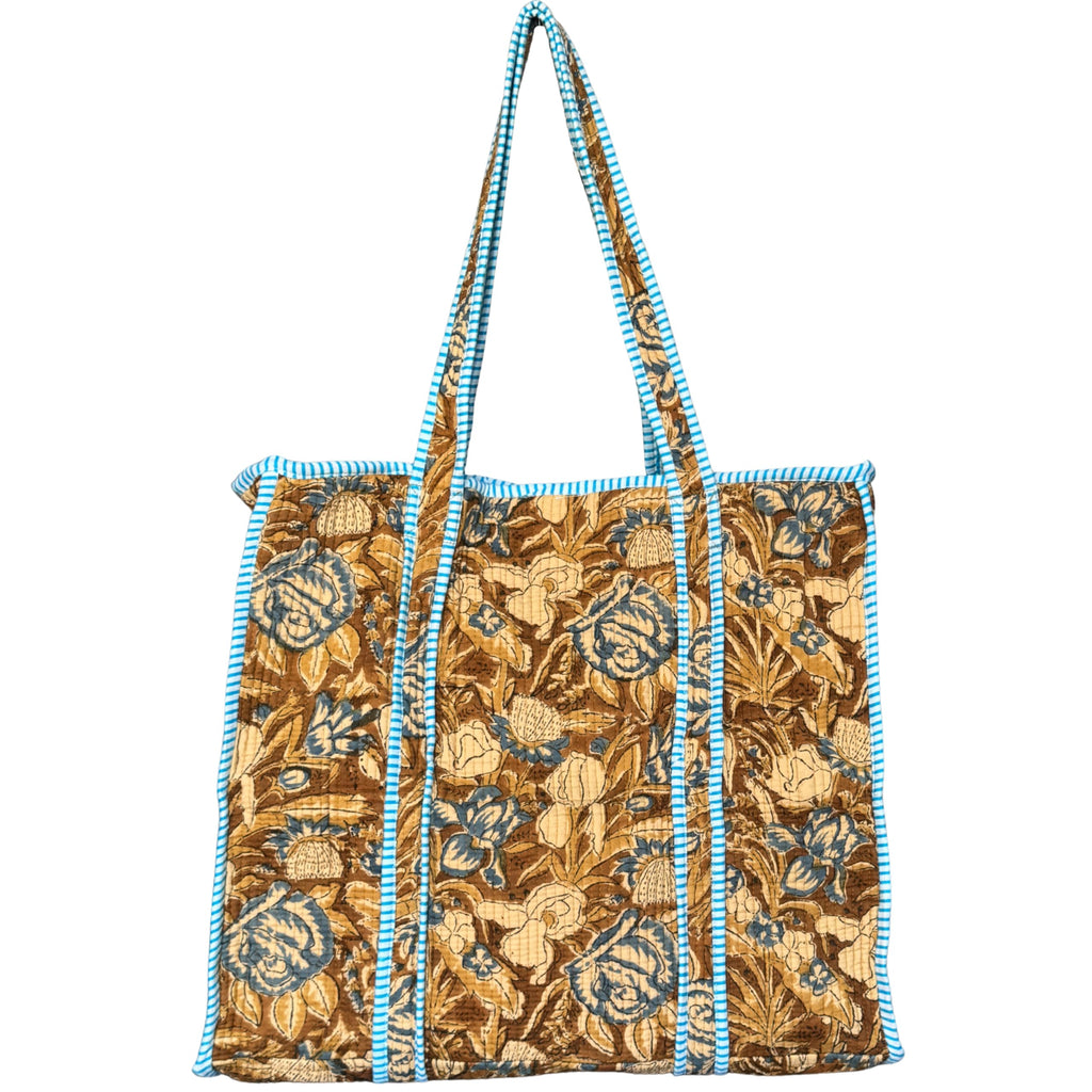 Floral Quilted Cotton Tote Bag