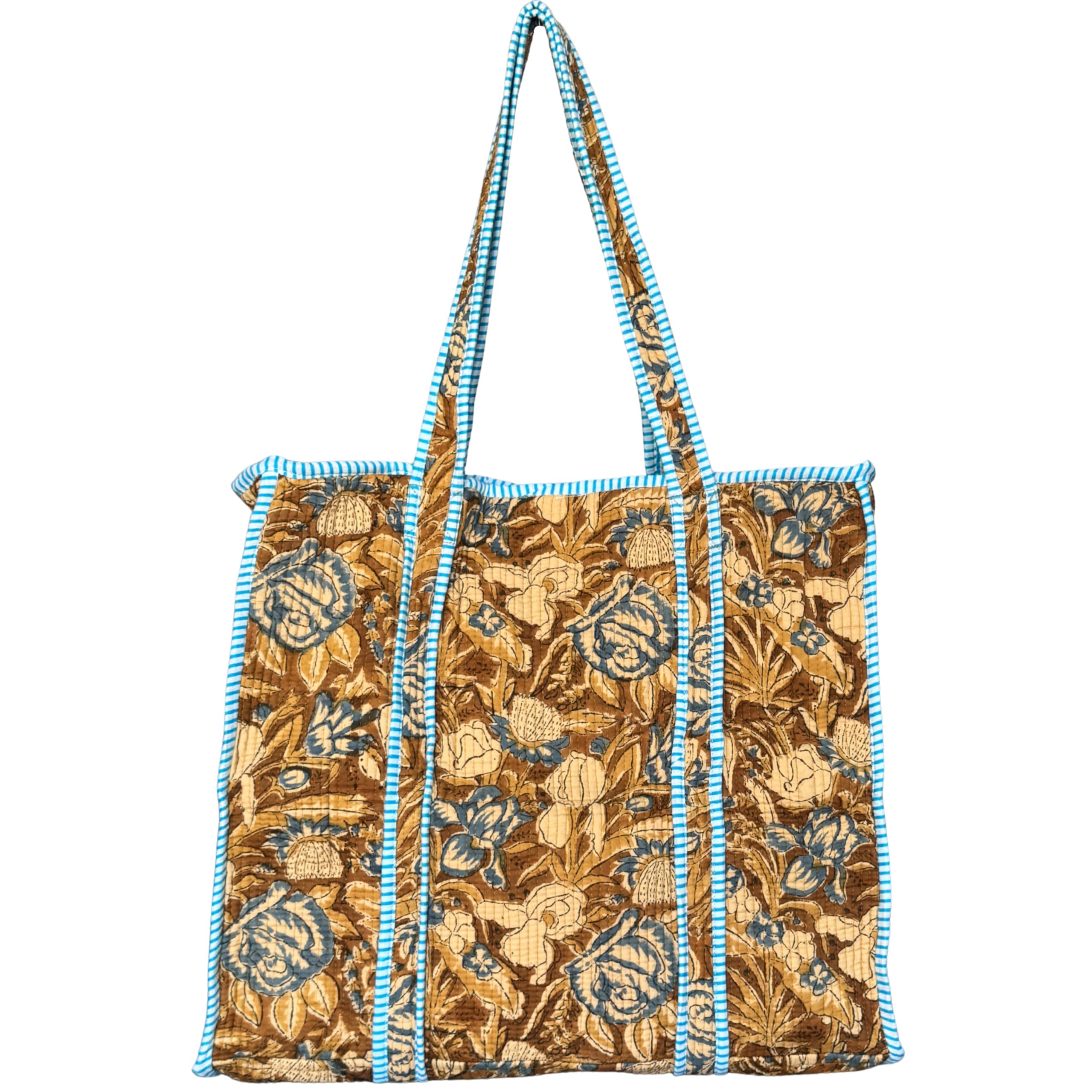 Floral Quilted Cotton Tote Bag