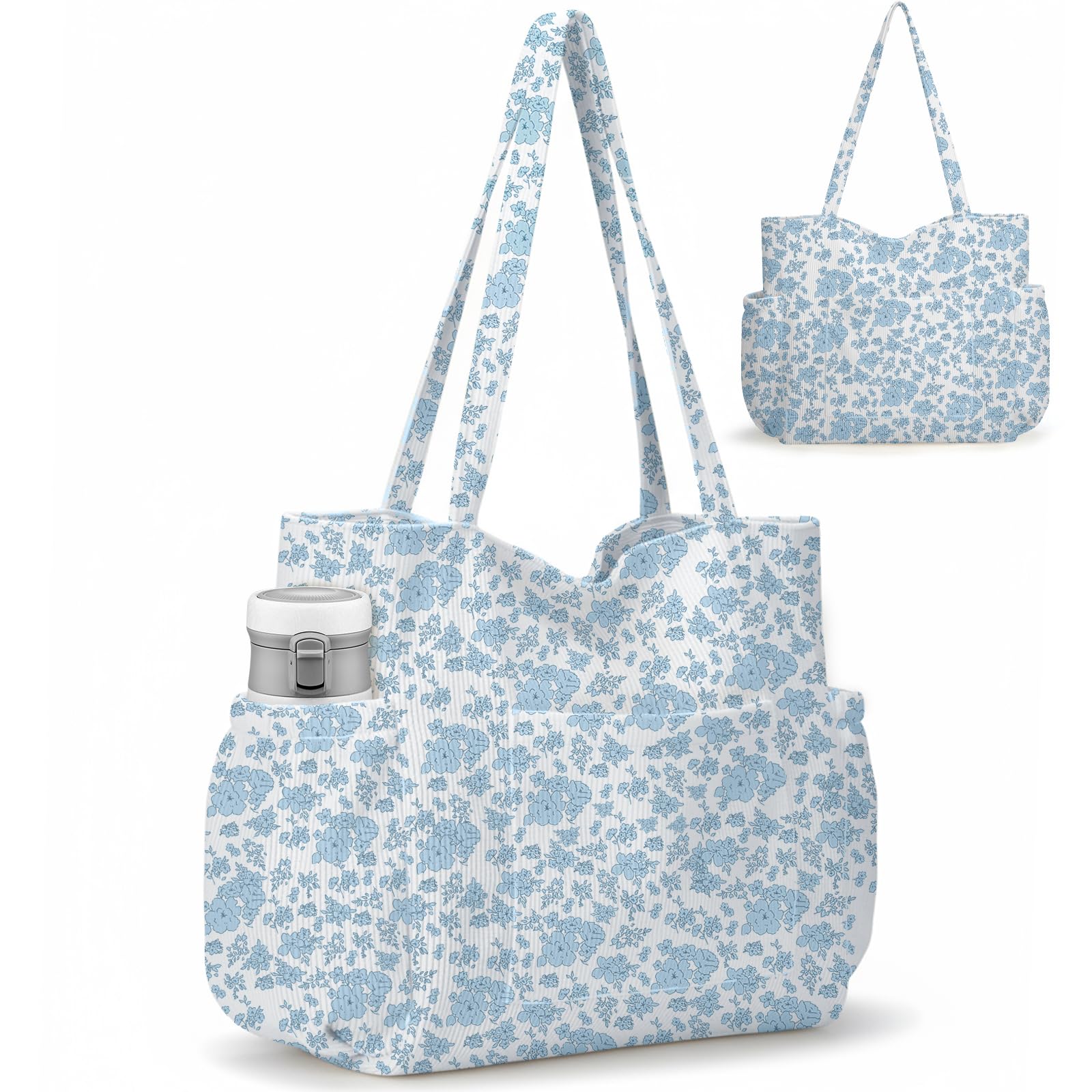 Large Corduroy Tote Bag with 6 Pockets