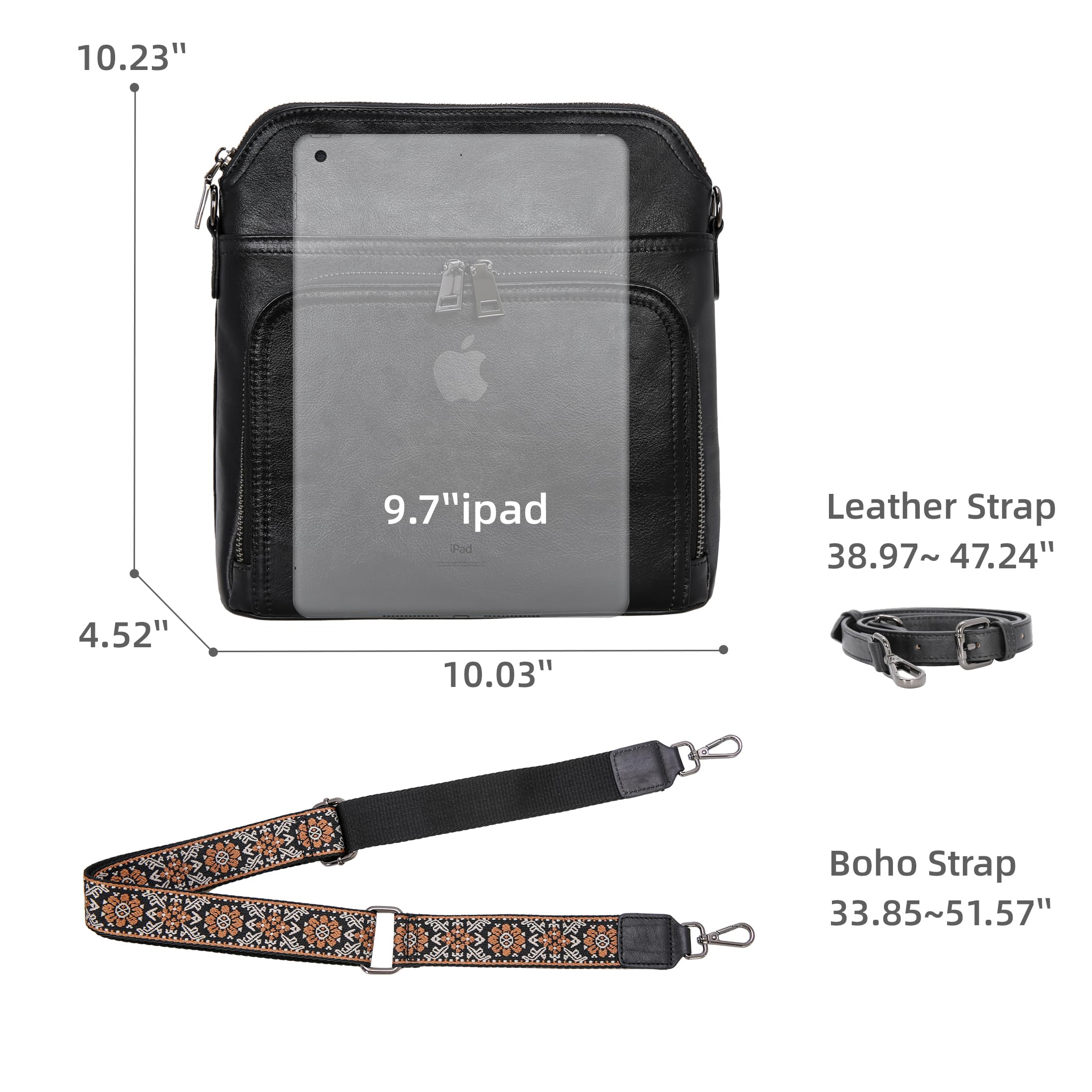 Leather Multi Pocket Crossbody Bag