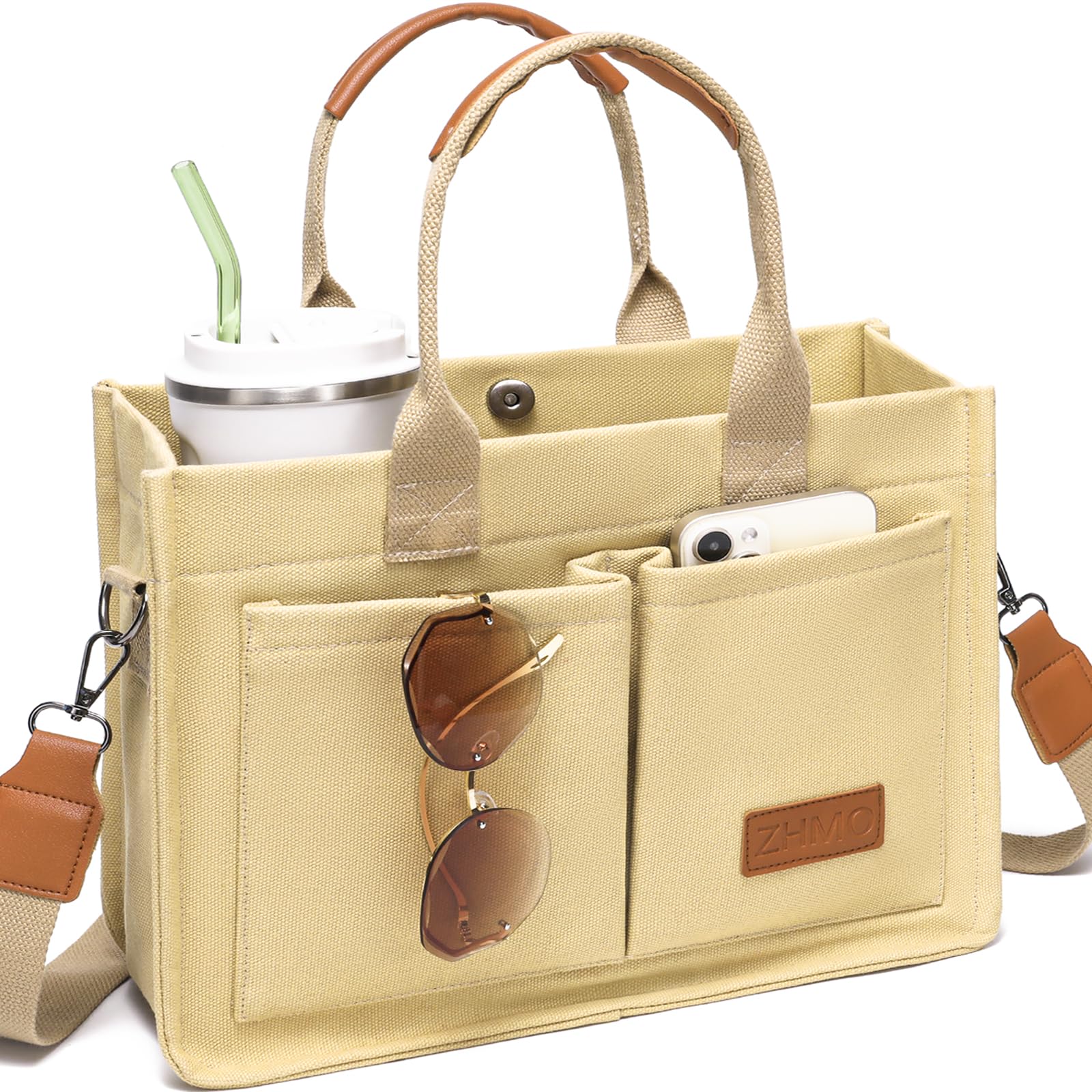 Canvas Tote Work Bag Large Crossbody Handbag