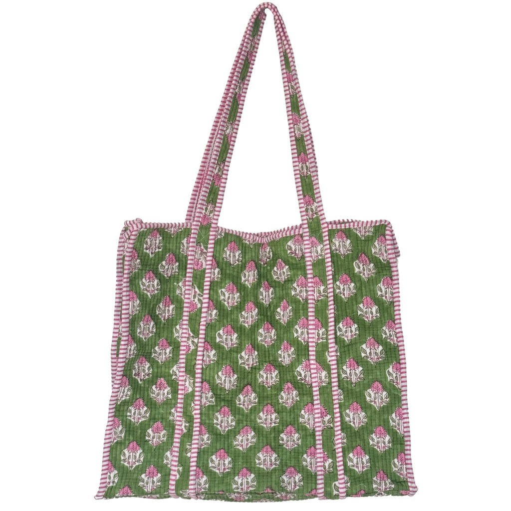 Floral Quilted Cotton Tote Bag