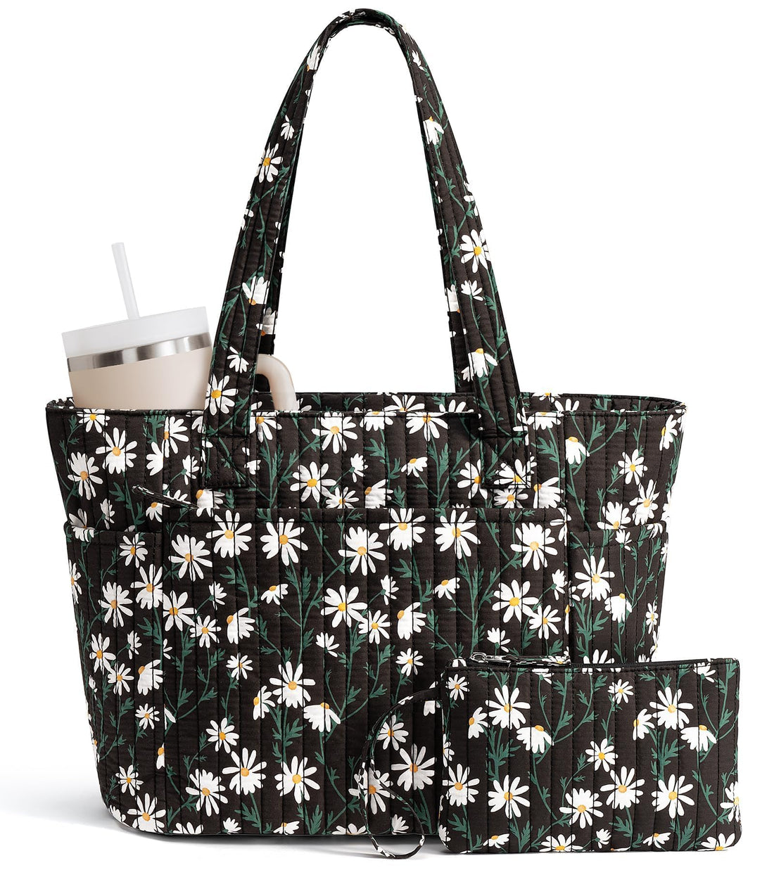 Quilted Cotton Laptop Tote Bag