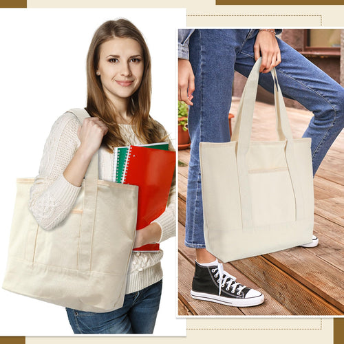Canvas Tote Bag with Outer Pocket