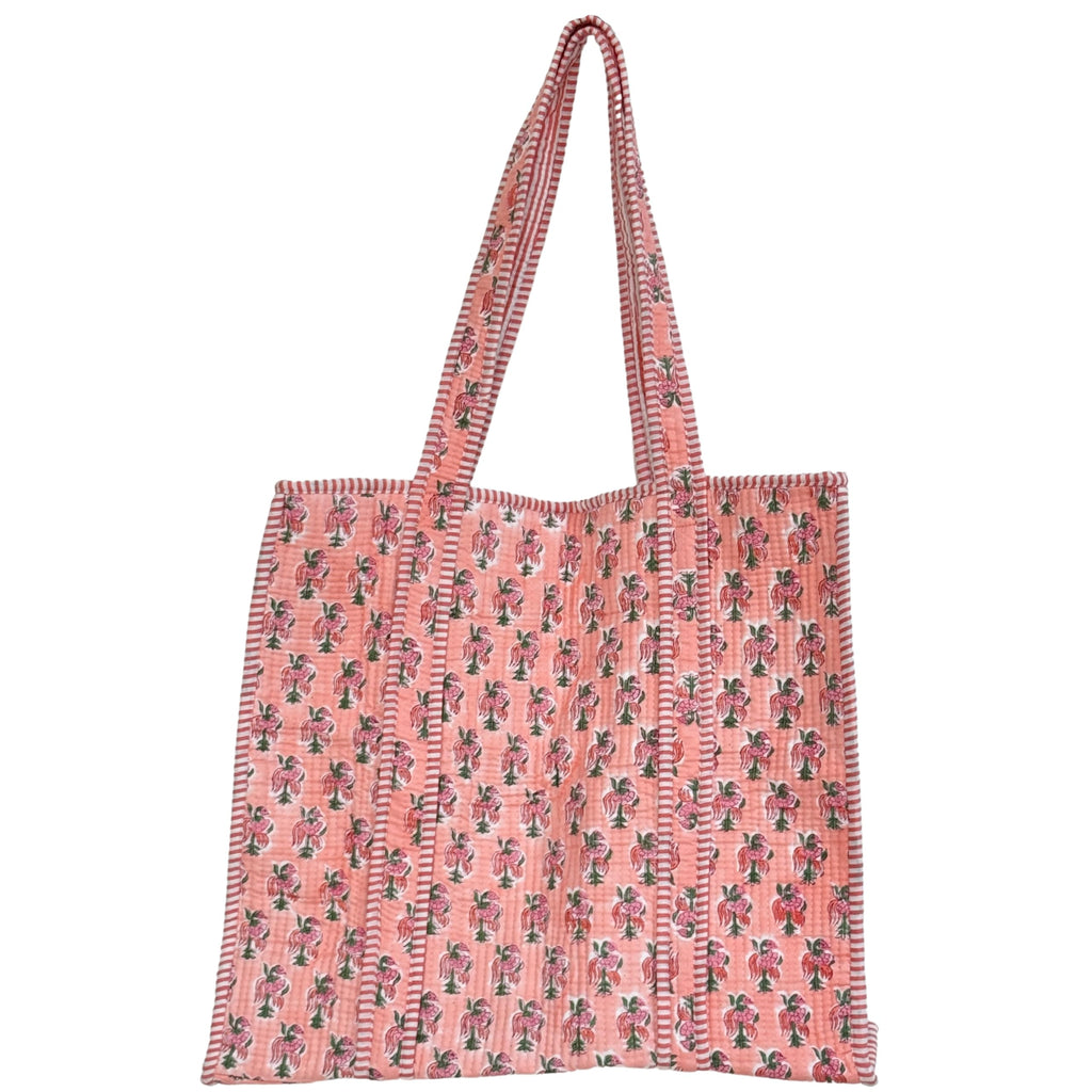 Floral Quilted Cotton Tote Bag