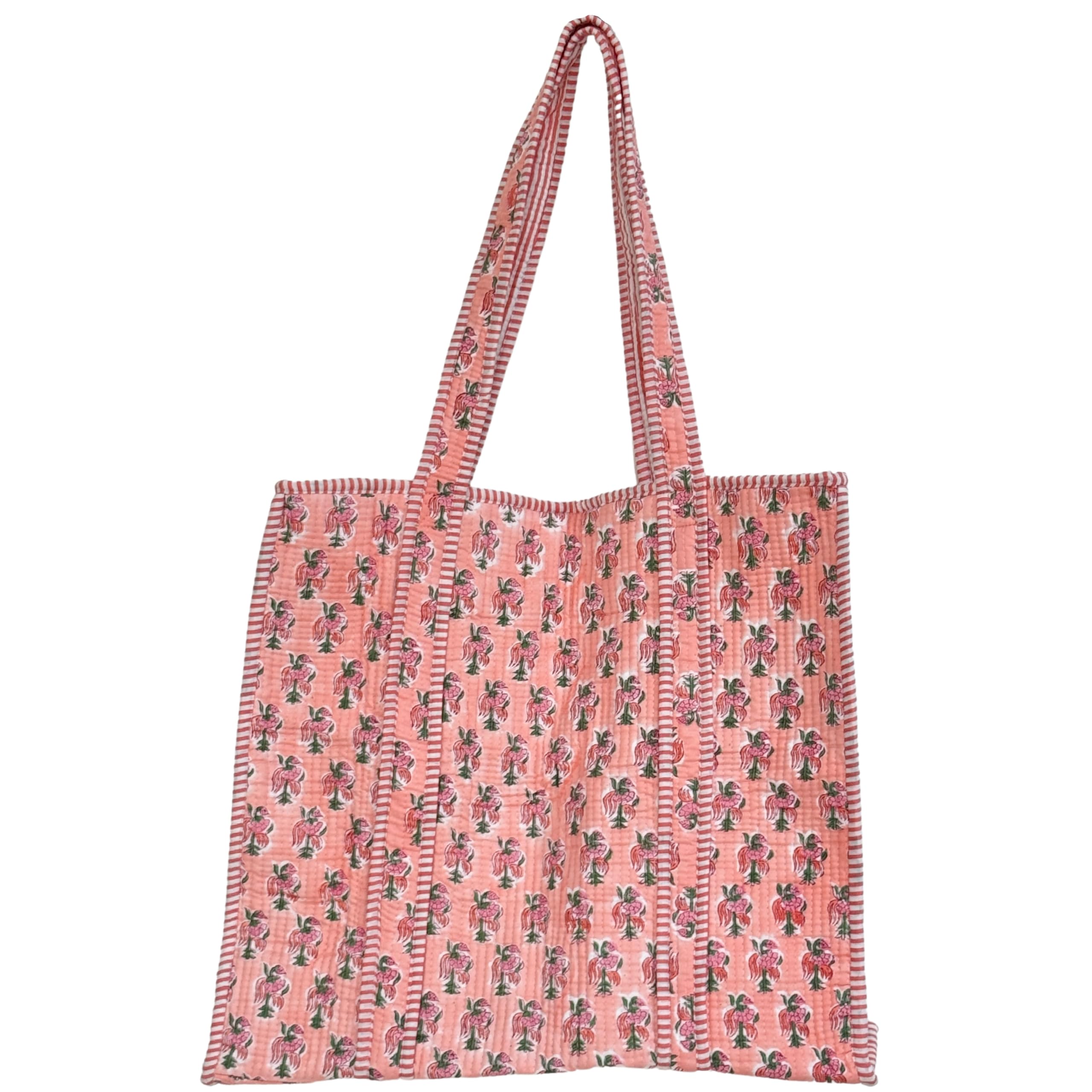 Floral Quilted Cotton Tote Bag