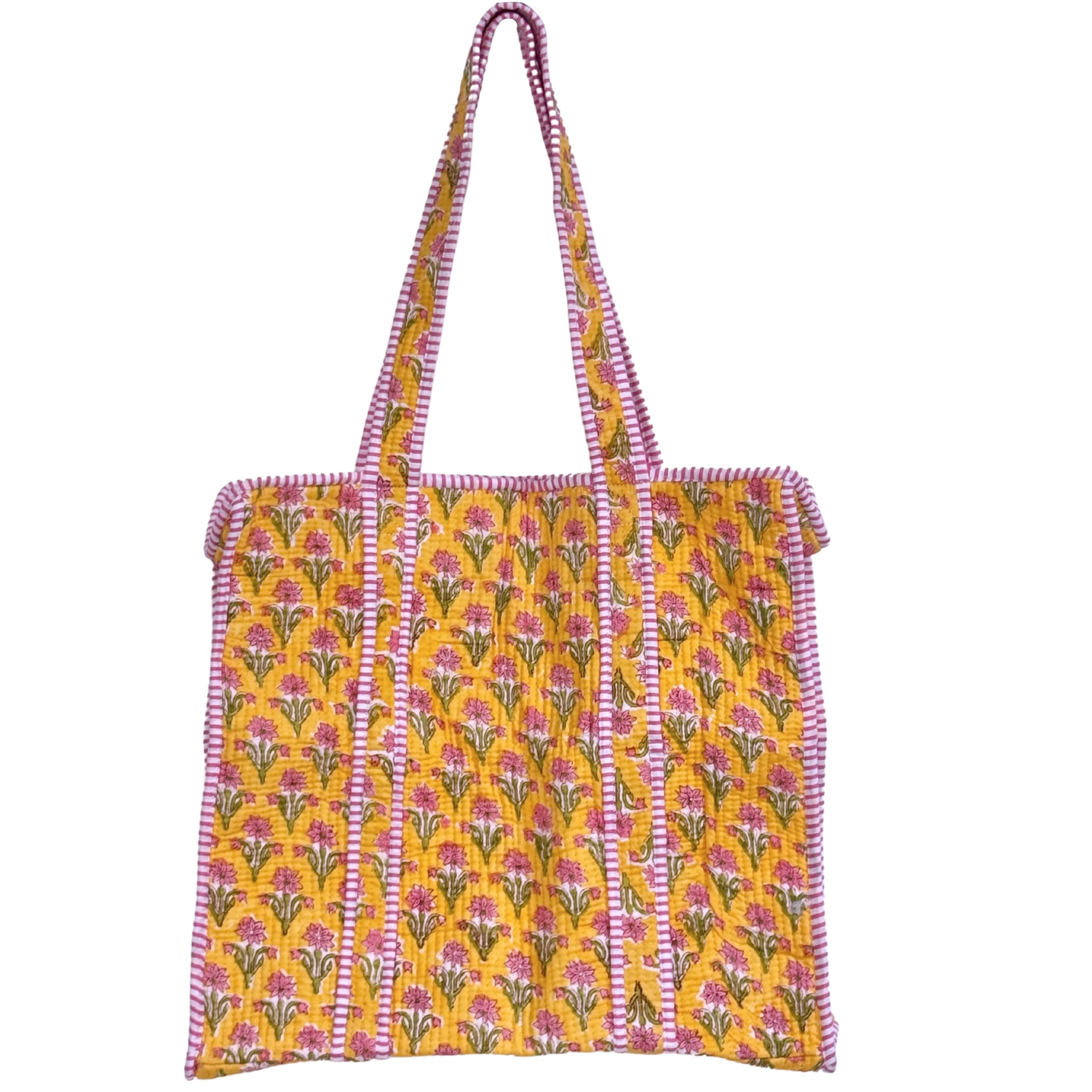Floral Quilted Cotton Tote Bag
