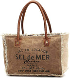 Canvas Tote Bag with Leather Handles