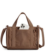Corduroy Work Tote Bag with Tumbler Holder