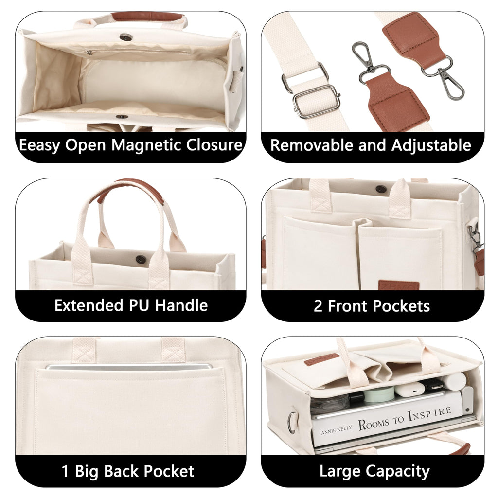 Canvas Tote Work Bag Large Crossbody Handbag