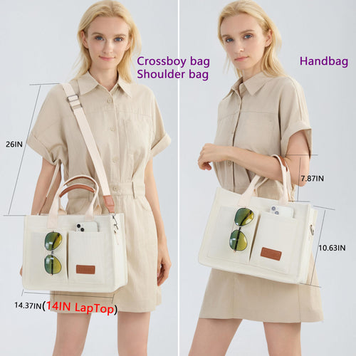 Canvas Tote Work Bag Large Crossbody Handbag