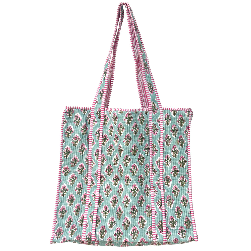 Floral Quilted Cotton Tote Bag