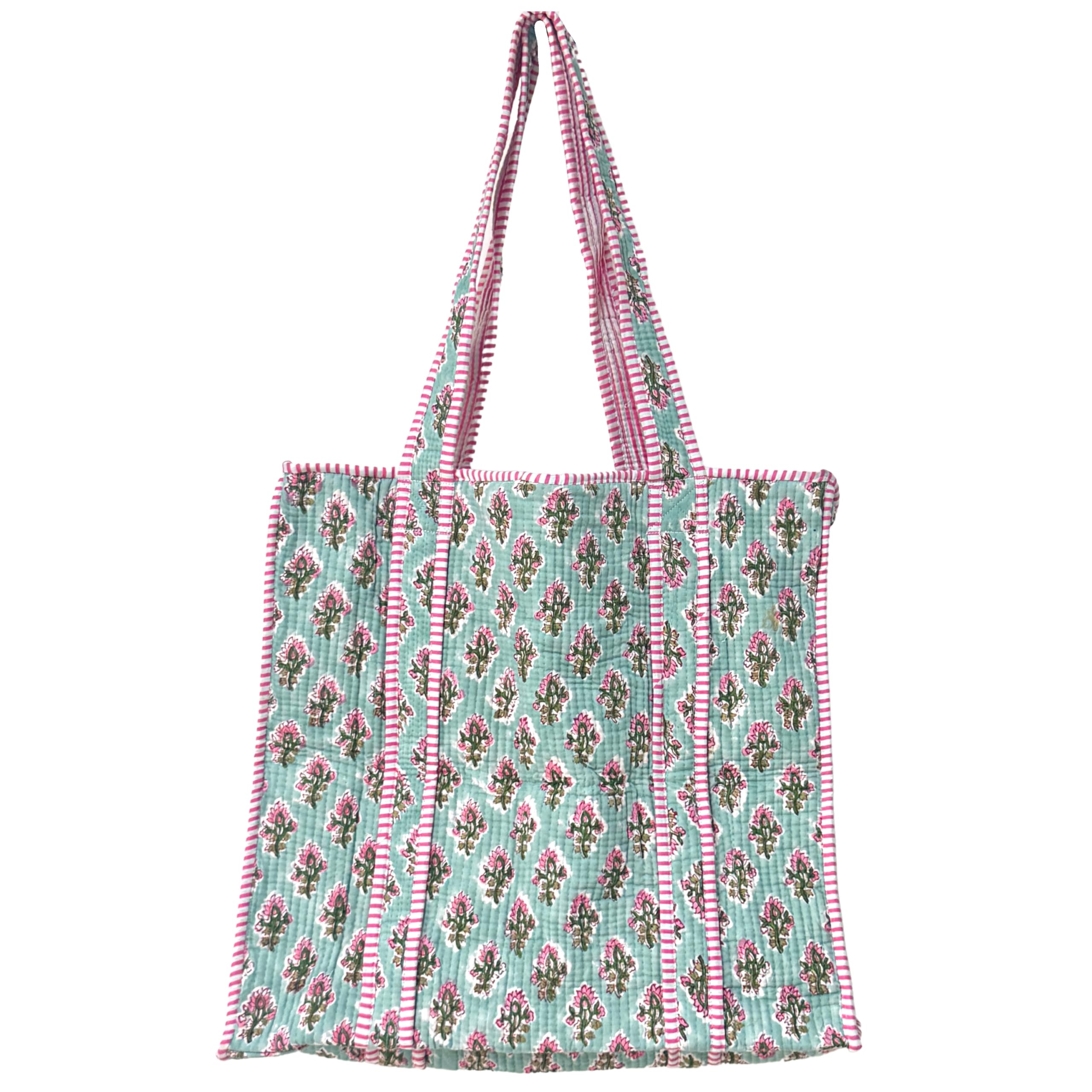 Floral Quilted Cotton Tote Bag