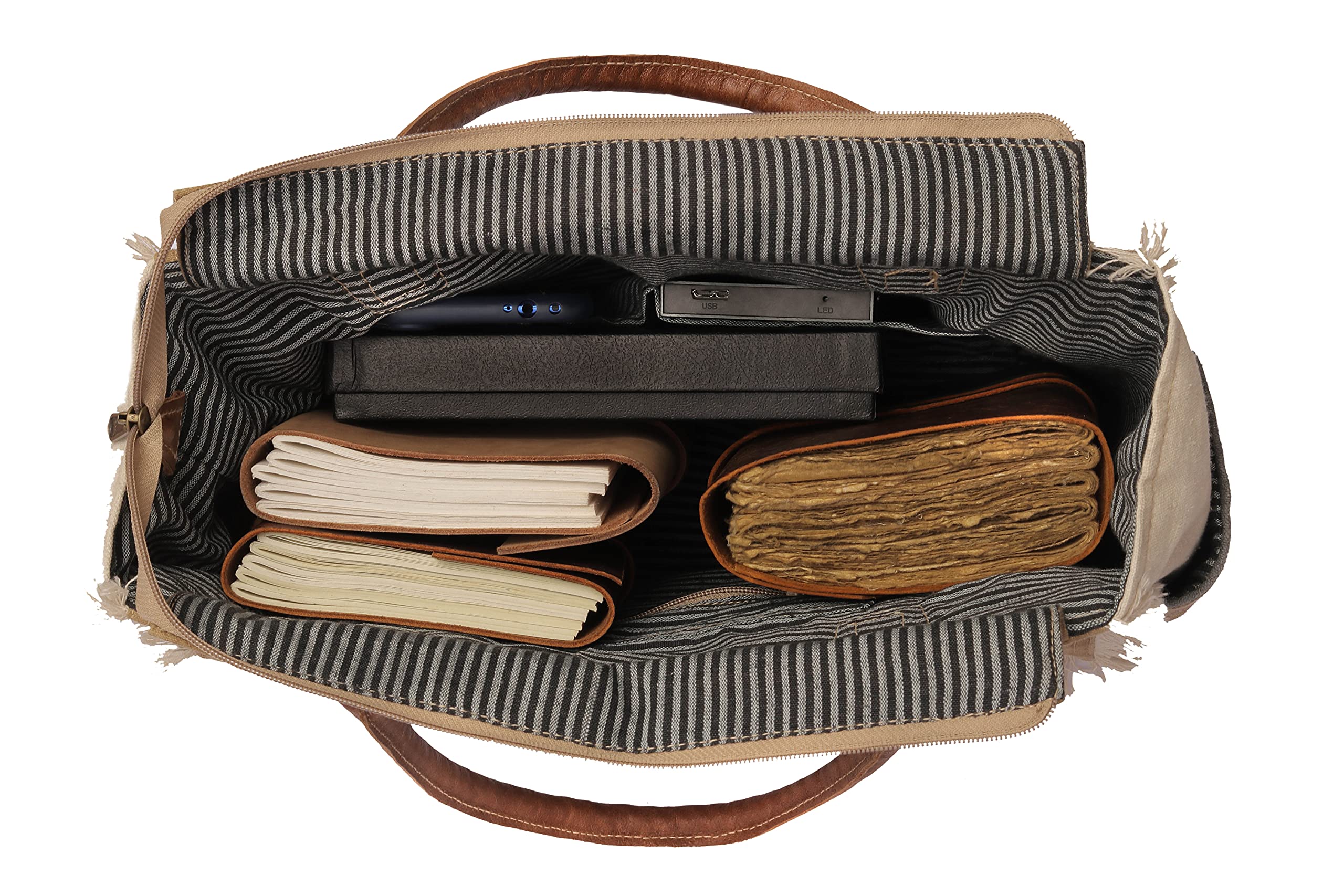 Canvas Tote Bag with Leather Handles