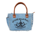 Canvas Tote Bag with Leather Handles