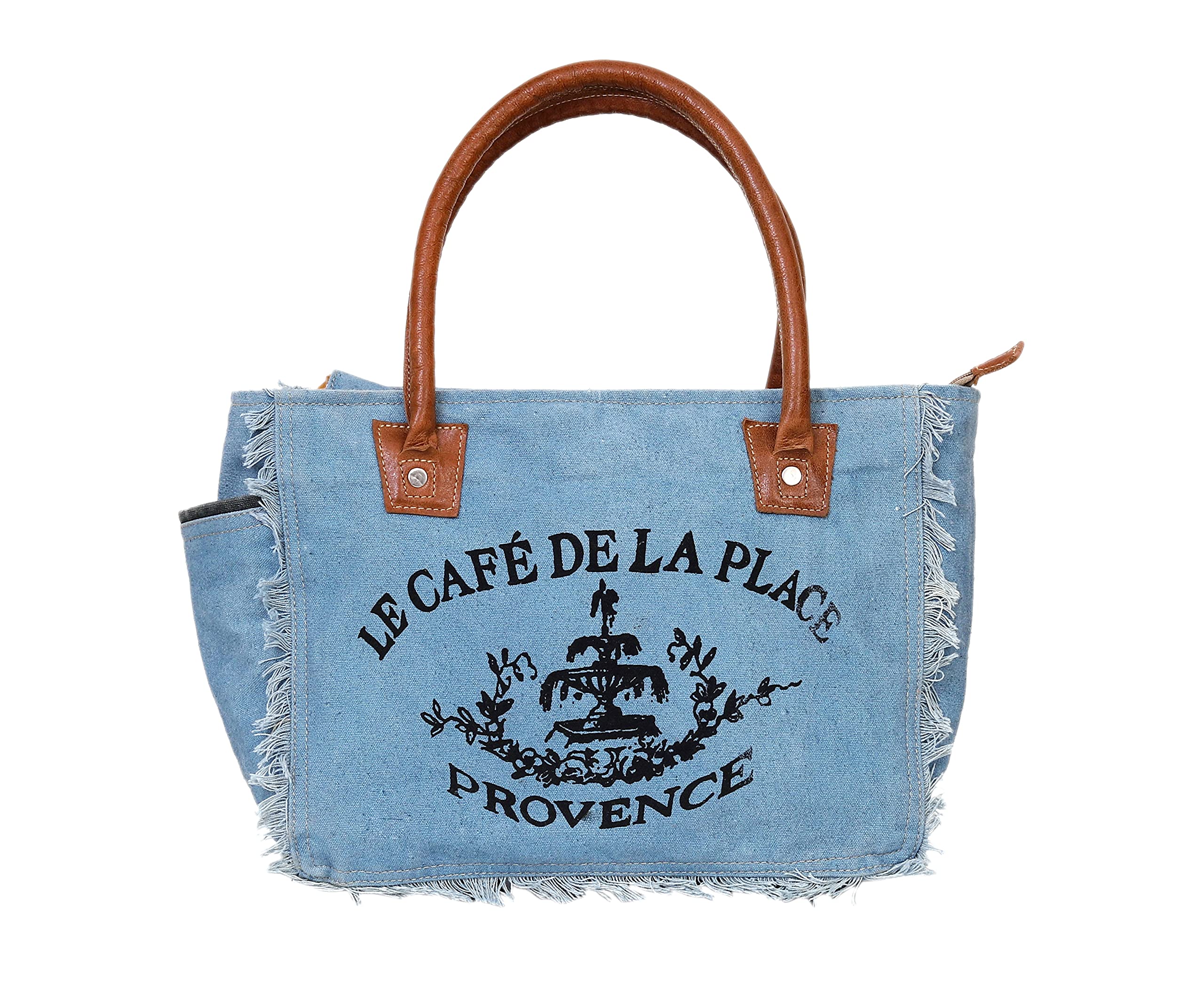 Canvas Tote Bag with Leather Handles