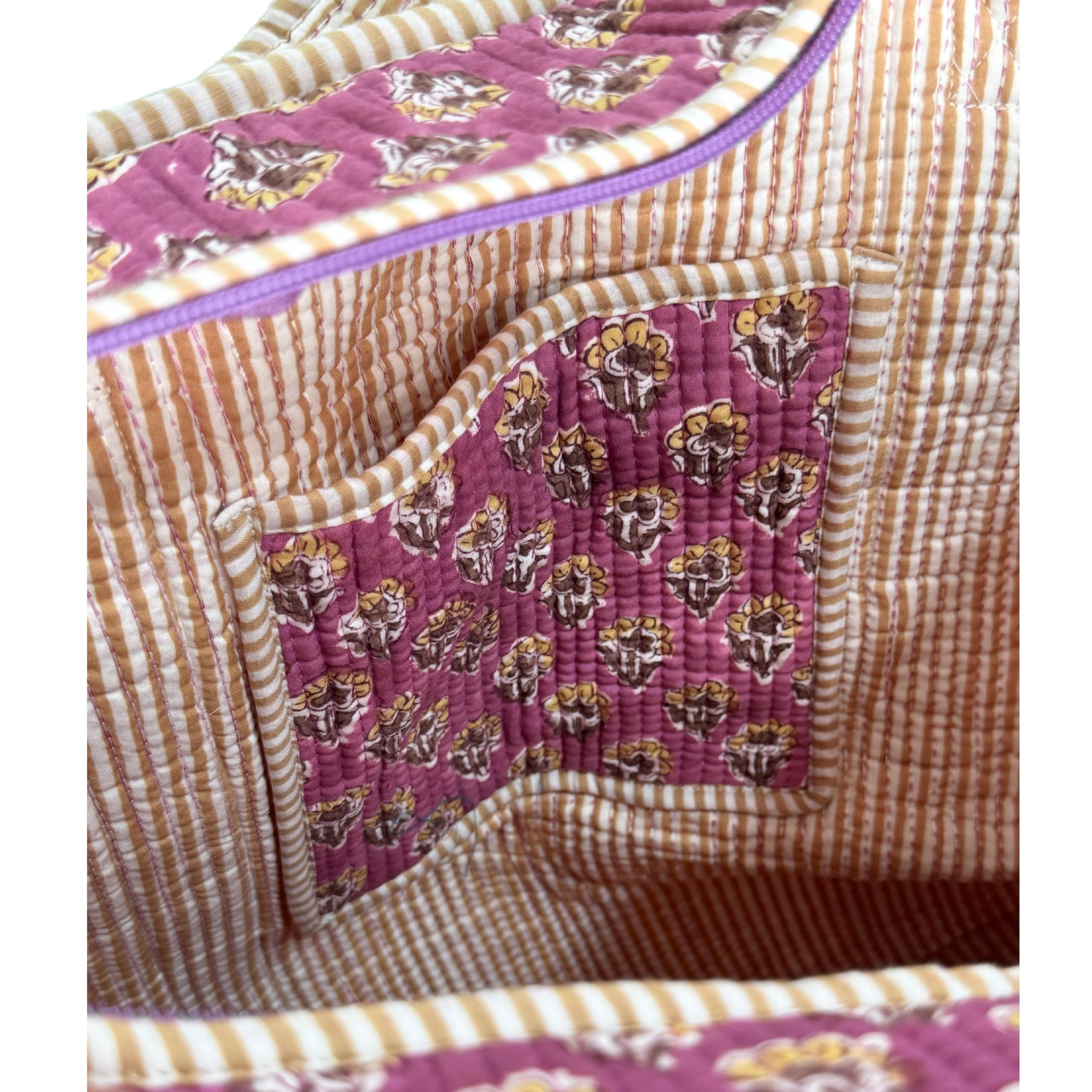 Floral Quilted Cotton Tote Bag