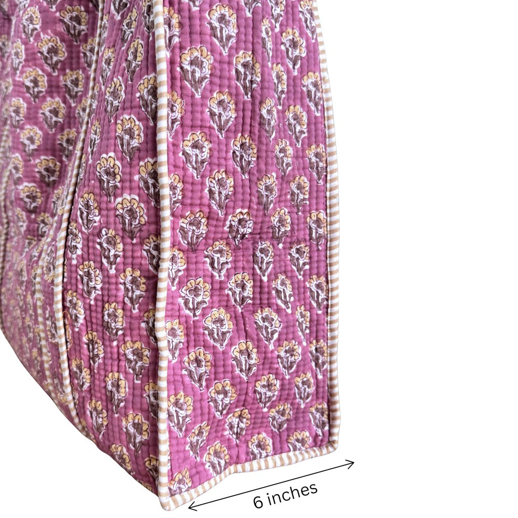 Floral Quilted Cotton Tote Bag