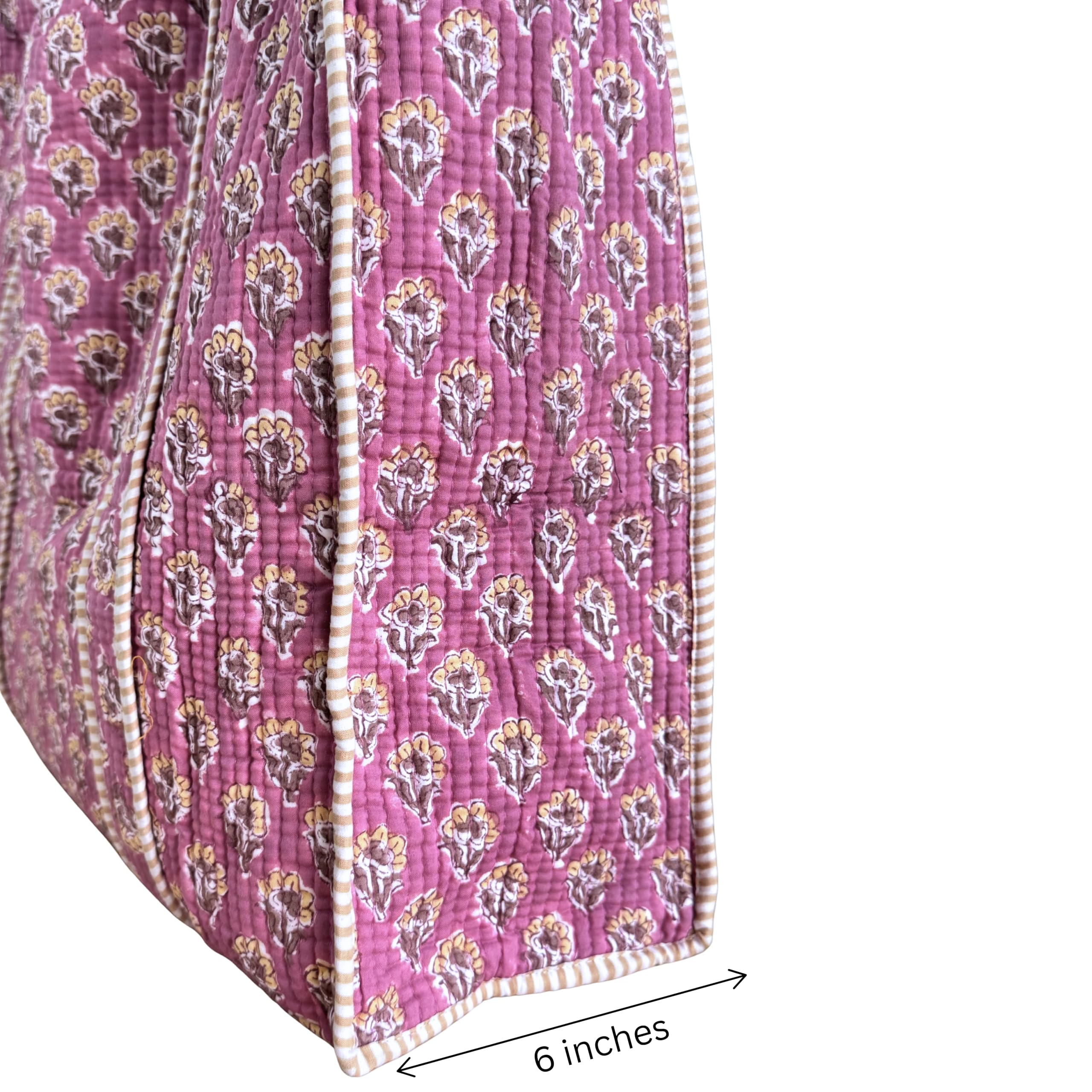 Floral Quilted Cotton Tote Bag