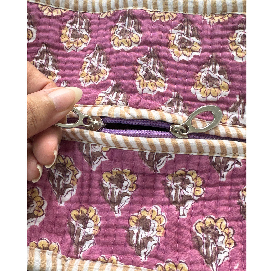 Floral Quilted Cotton Tote Bag