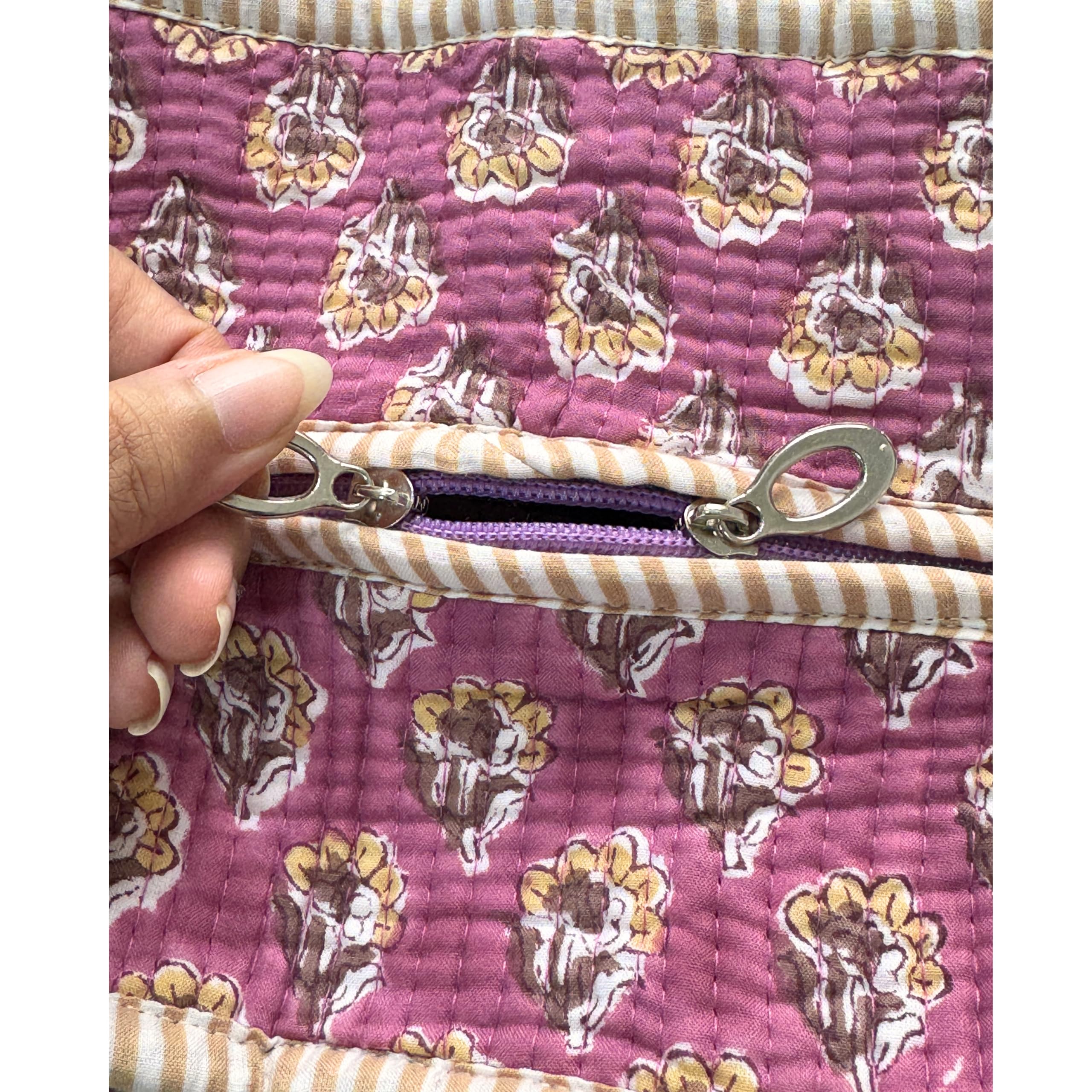 Floral Quilted Cotton Tote Bag