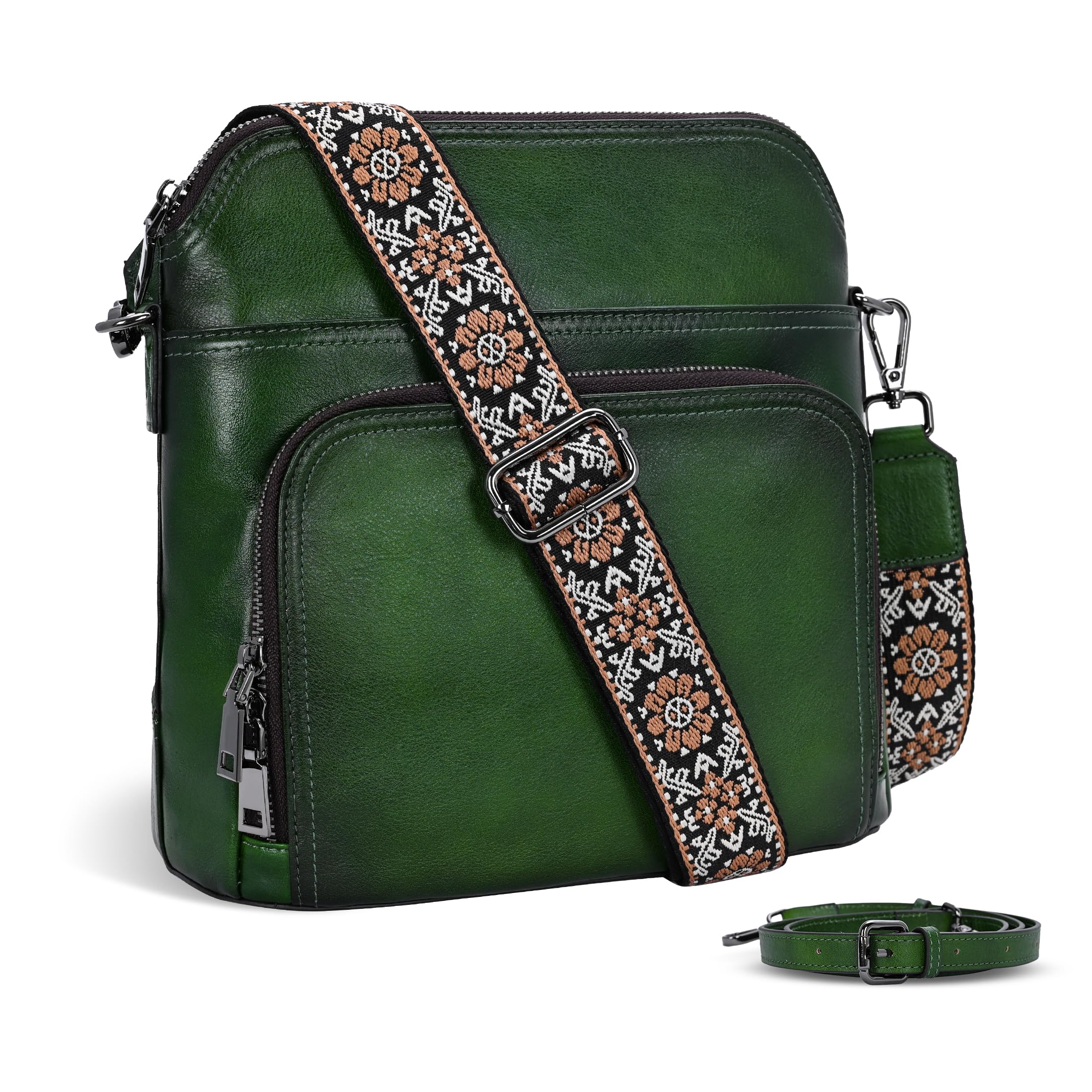 Leather Multi Pocket Crossbody Bag