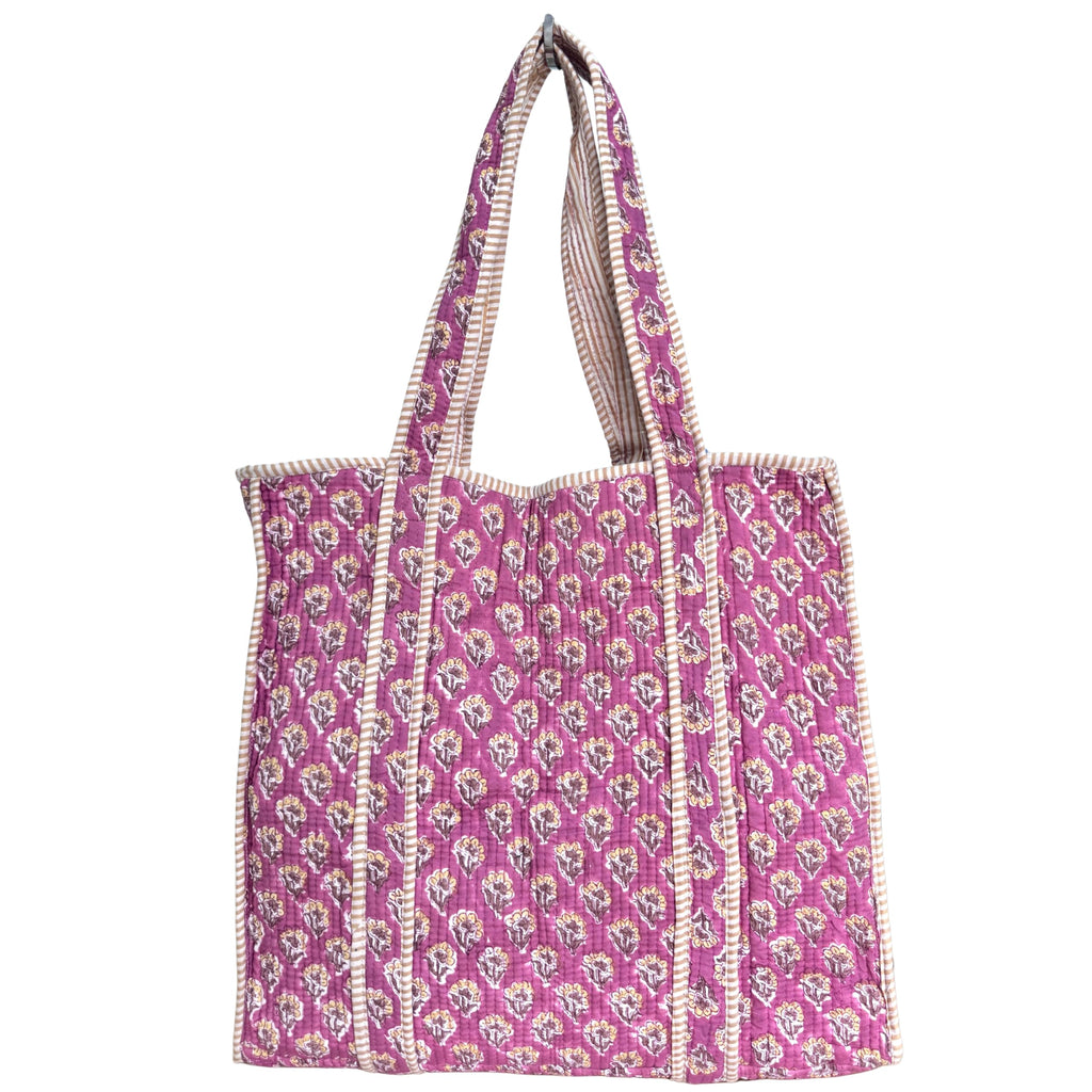 Floral Quilted Cotton Tote Bag