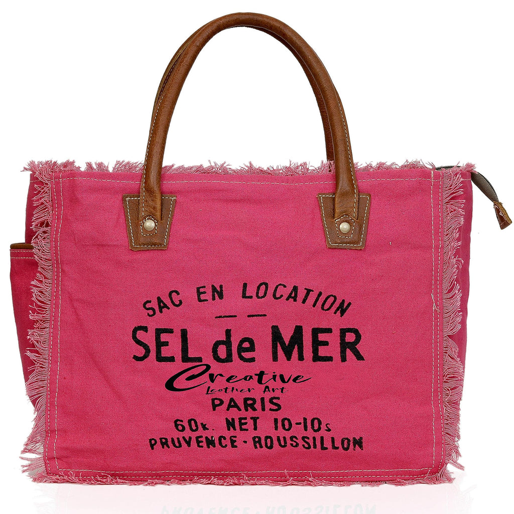 Canvas Tote Bag with Leather Handles