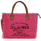 Canvas Tote Bag with Leather Handles